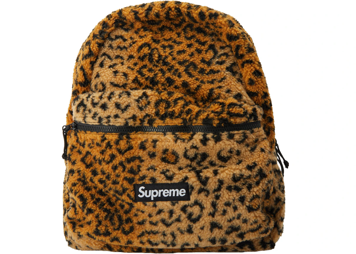 Supreme Leopard Fleece Backpack Yellow -1