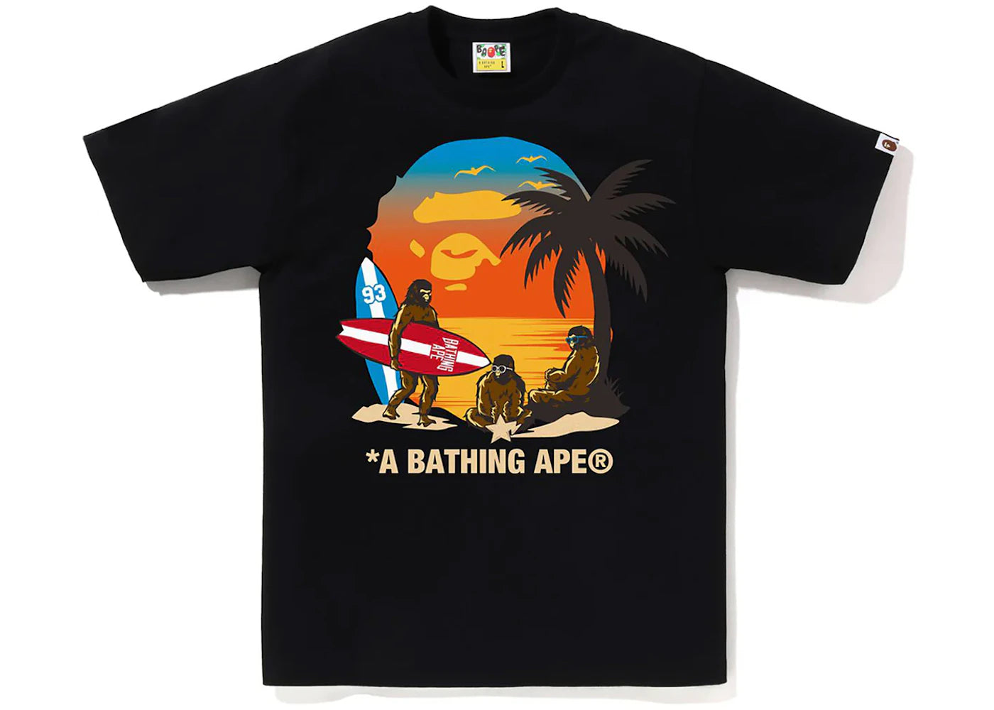BAPE Sunset Beach Ape Head Tee Black -1
