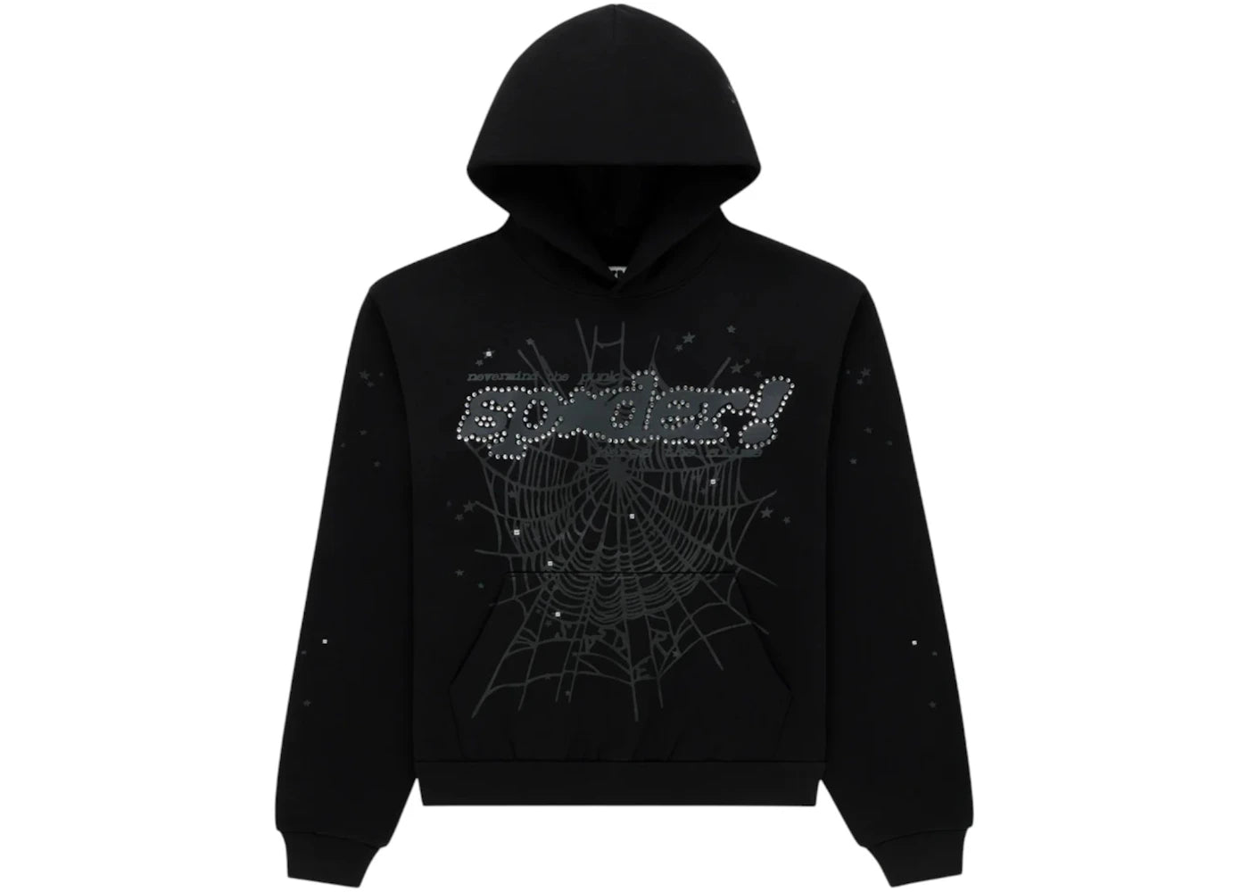Sp5der Rhinestone Punk V2 Hoodie Black -1