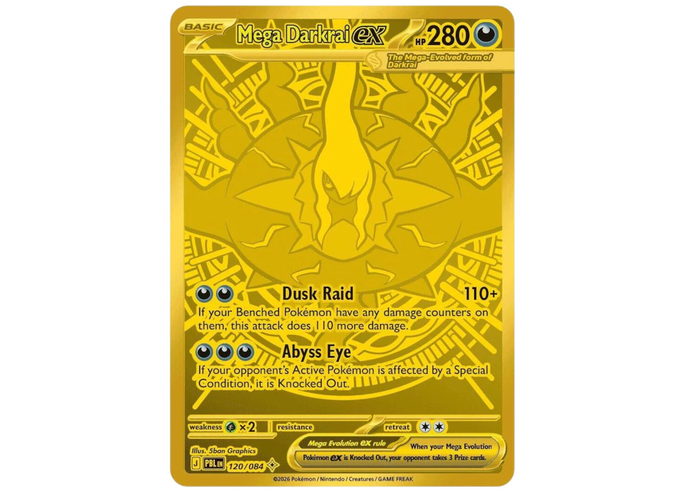 2026 Pokémon Mega Evolution Pitch Black Mega Darkrai ex Gold Card 120/084 Ungraded -1