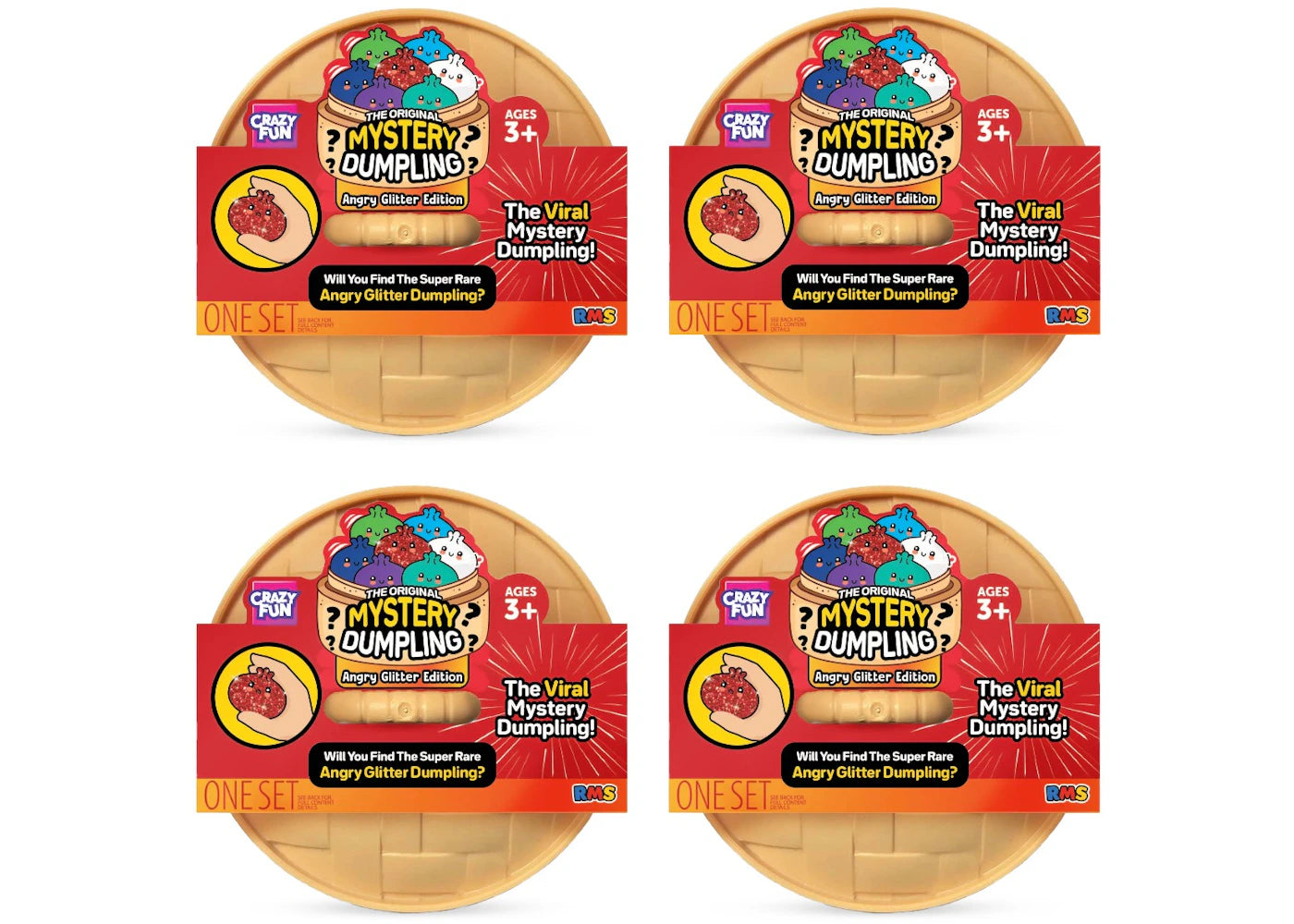 Squishy Bun The Original Mystery Squishy Dumpling (Angry Glitter Dumpling Edition) Blind Box 4x Lot -1