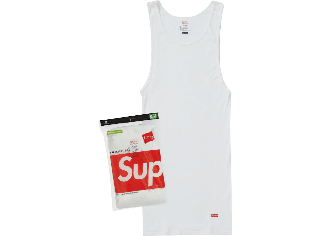 Supreme Hanes Tagless Tank Tops (3 Pack) White -1