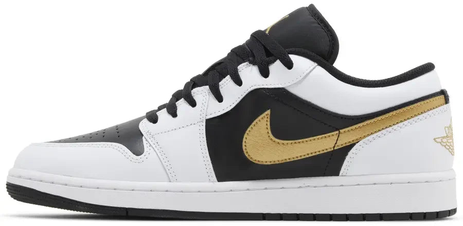 Jordan 1 Low White Black Metallic Gold Swoosh 2