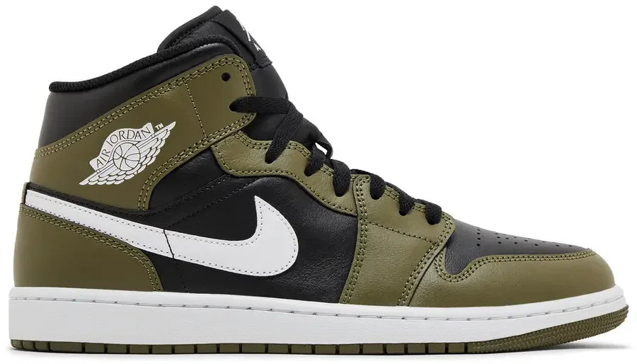 Jordan 1 Mid Black White Olive