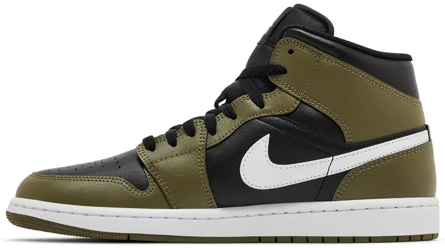 Jordan 1 Mid Black White Olive 2