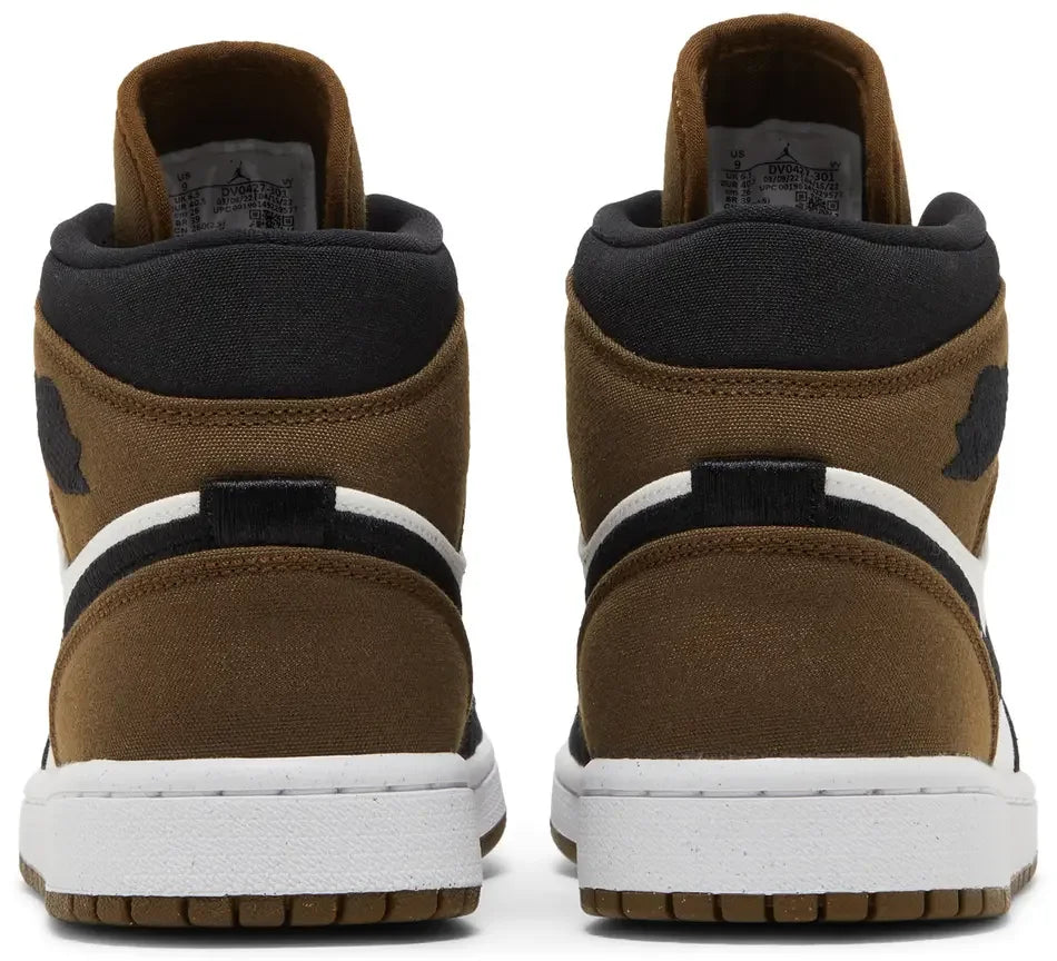 Jordan 1 Mid Olive Toe (W) heel counter