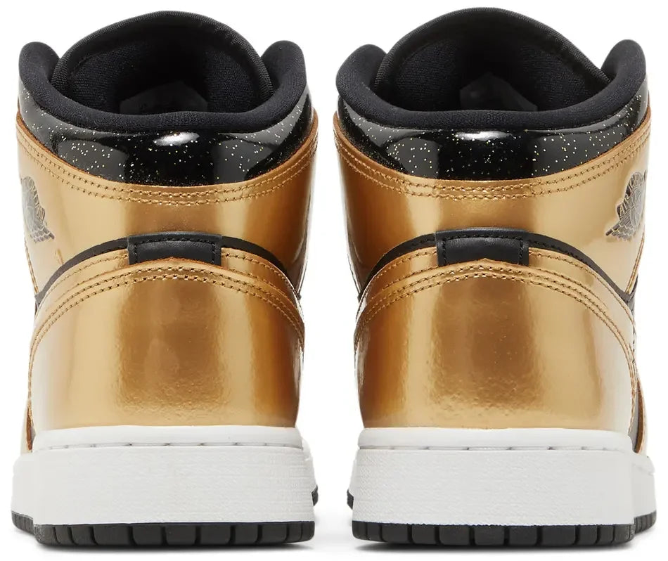 Jordan 1 Mid SE Metallic Gold Black heel counter