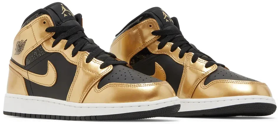 Jordan 1 Mid SE Metallic Gold Black pair