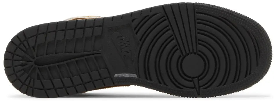 Jordan 1 Mid SE Metallic Gold Black sole