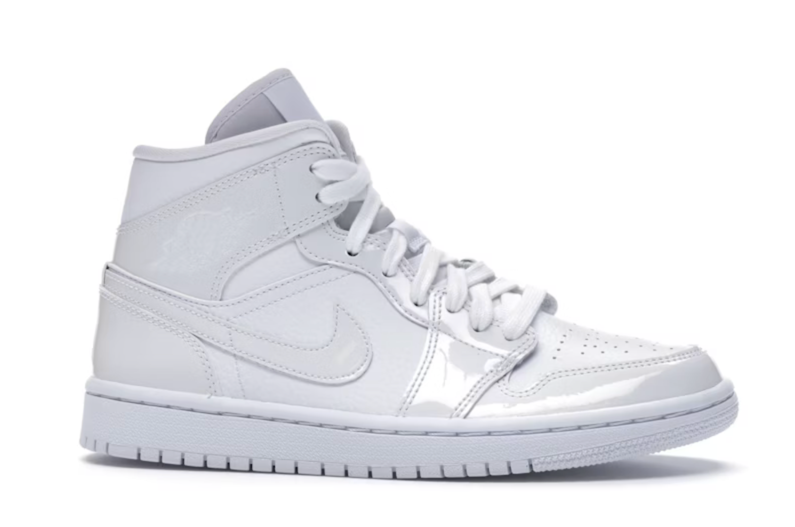Jordan 1 Mid Triple White Patent Swoosh (W)