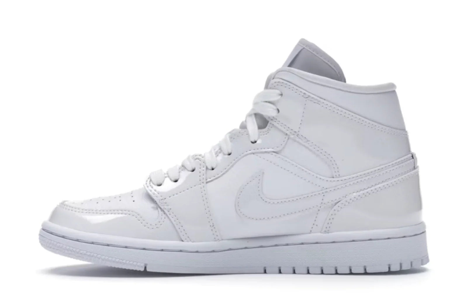 Jordan 1 Mid Triple White Patent Swoosh (W)