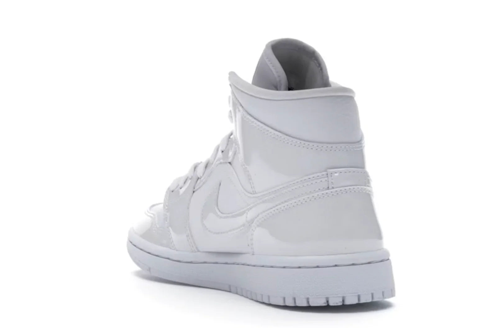 Jordan 1 Mid Triple White Patent Swoosh (W)