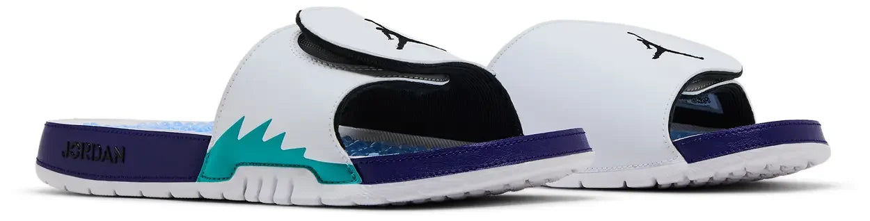 Jordan Hydro 5 Retro Slide White New Emerald Grape Ice Black Pair
