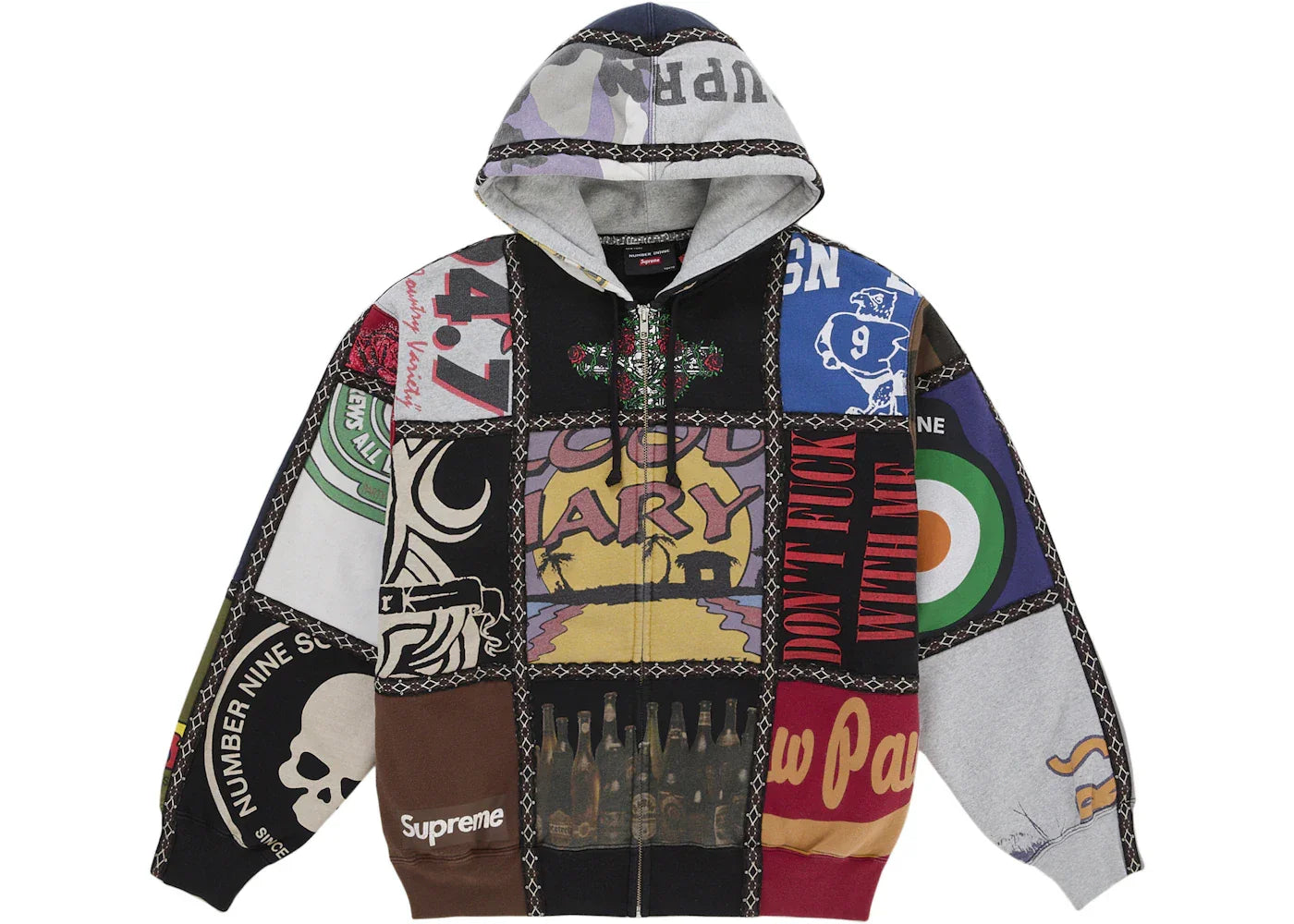 Supreme Number (N)ine Patchwork Zip Up Hooded Sweatshirt Multicolor -1