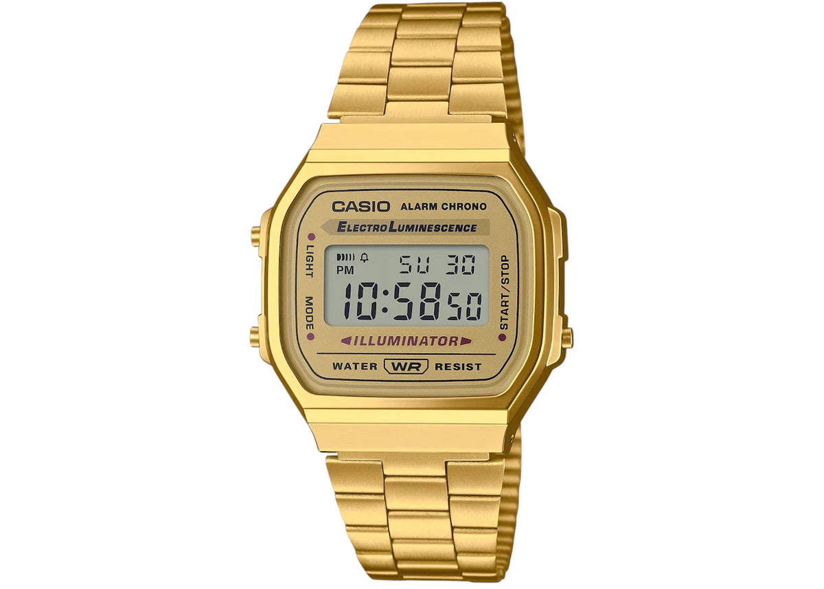 Casio Unisex Gold Digital Watch with Champagne Dial A-168WG-9WDF (Nobx Ew Gold) -1