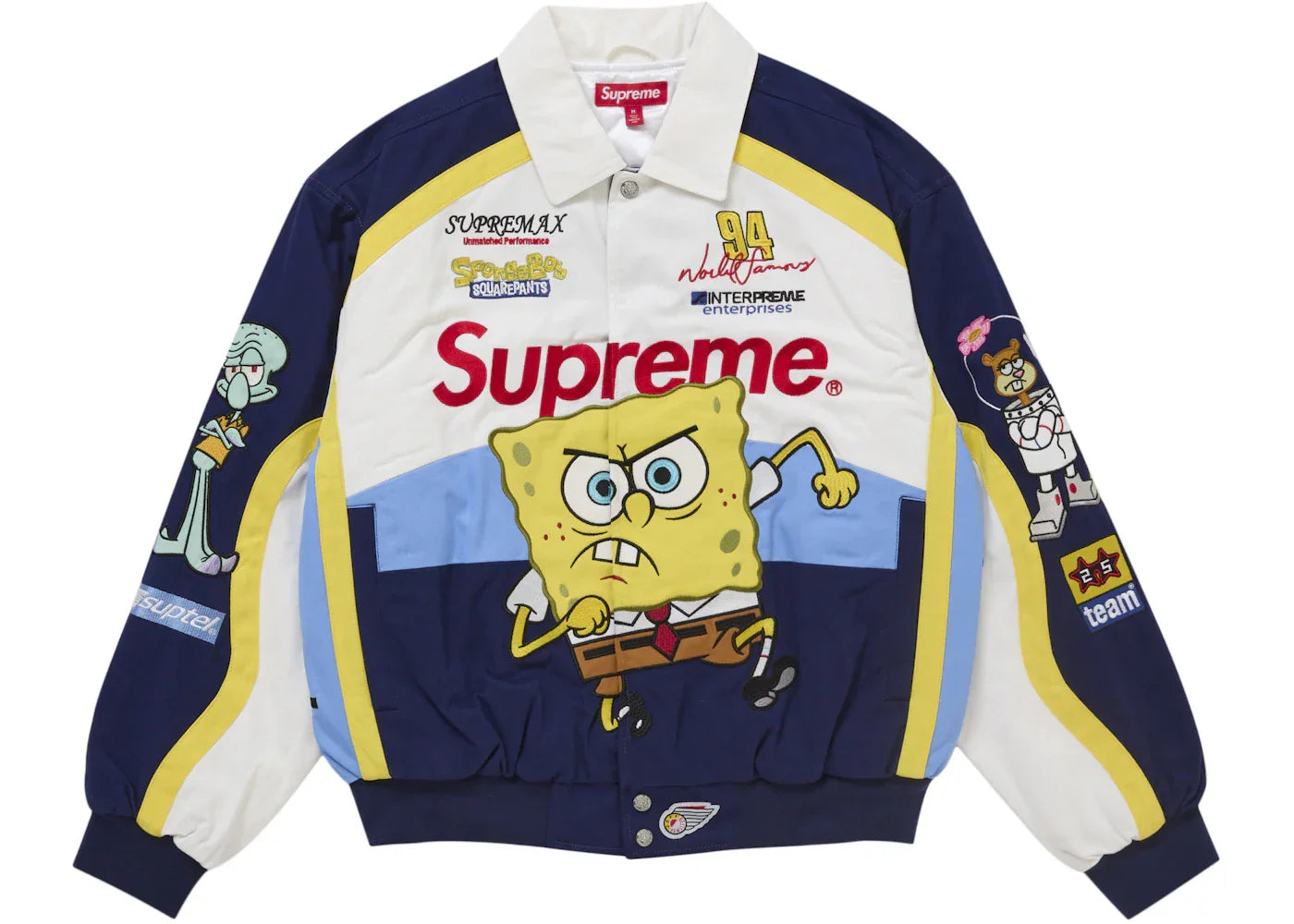 Supreme SpongeBob SquarePants Jeff Hamilton Racing Jacket White -1