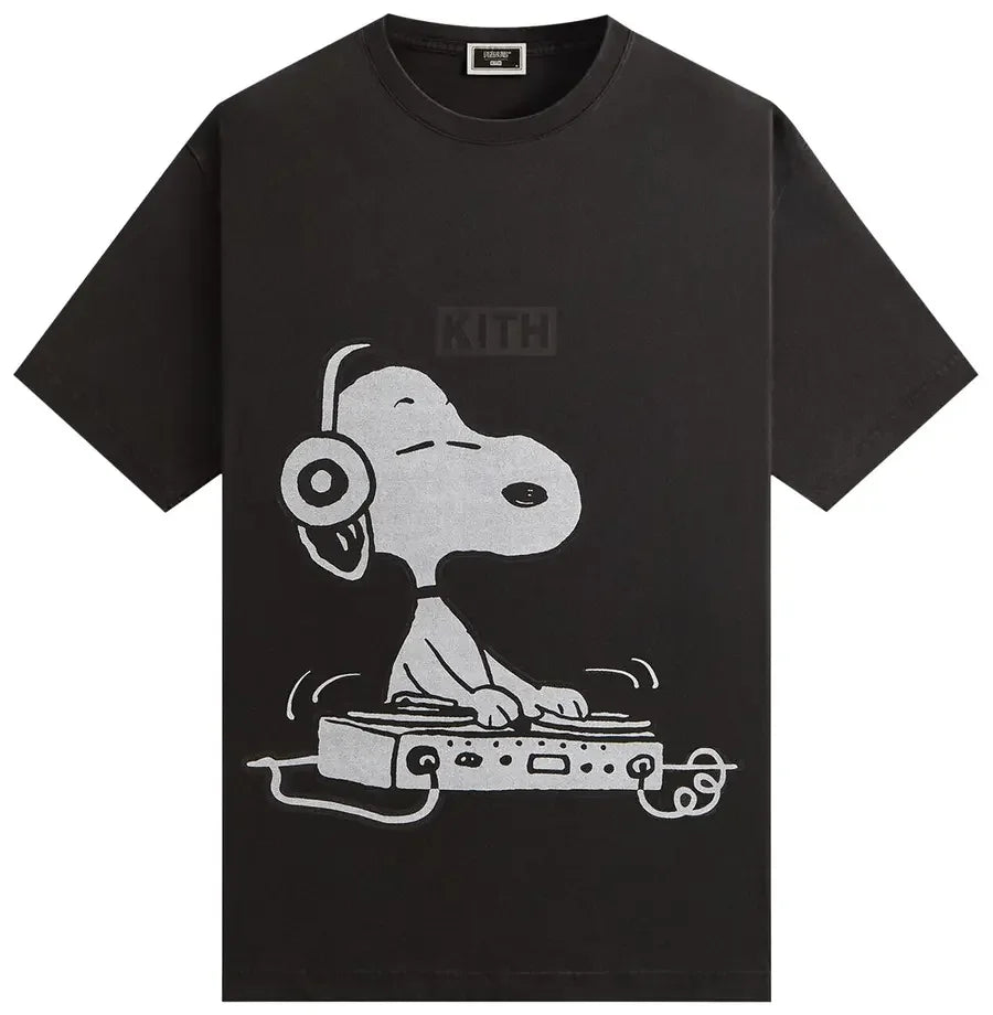 Kith x Peanuts Snoopy DJ Vintage Tee Black
