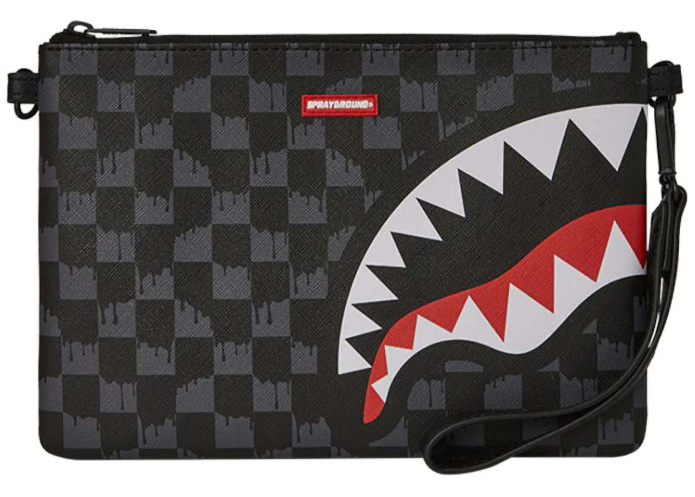Sprayground Drip Check Shark Crossover Clutch Black/Grey Checker -1