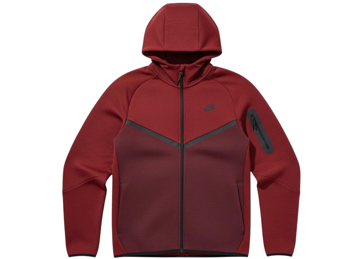 Nike Tech Fleece Windrunner Full Zip Hoodie Dark Team Red/Burgundy Crush-Black -1