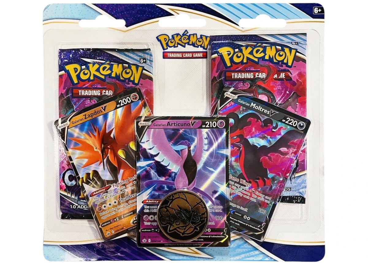 Pokémon Sword & Shield Chilling Reign Center Apology (Galarian Zapdos V, Articuno V, Moltres V) Blister 2 Pack -1