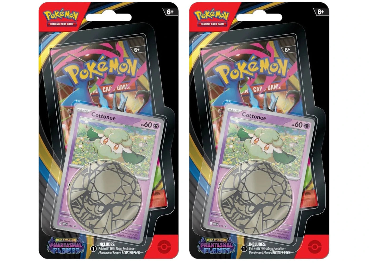 2025 Pokémon Mega Evolution Phantasmal Flames Cottonee Blister Pack 2x Lot -1