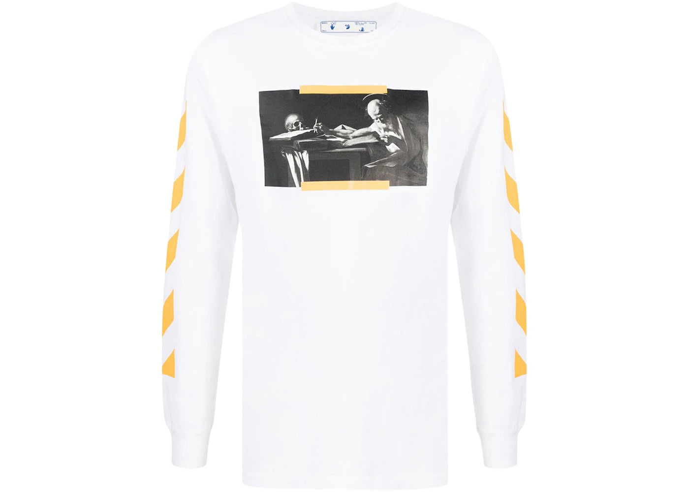 OFF-WHITE Caravaggio Saint Jerome Writing Print Longsleeve T-Shirt White/Yellow/Black -1