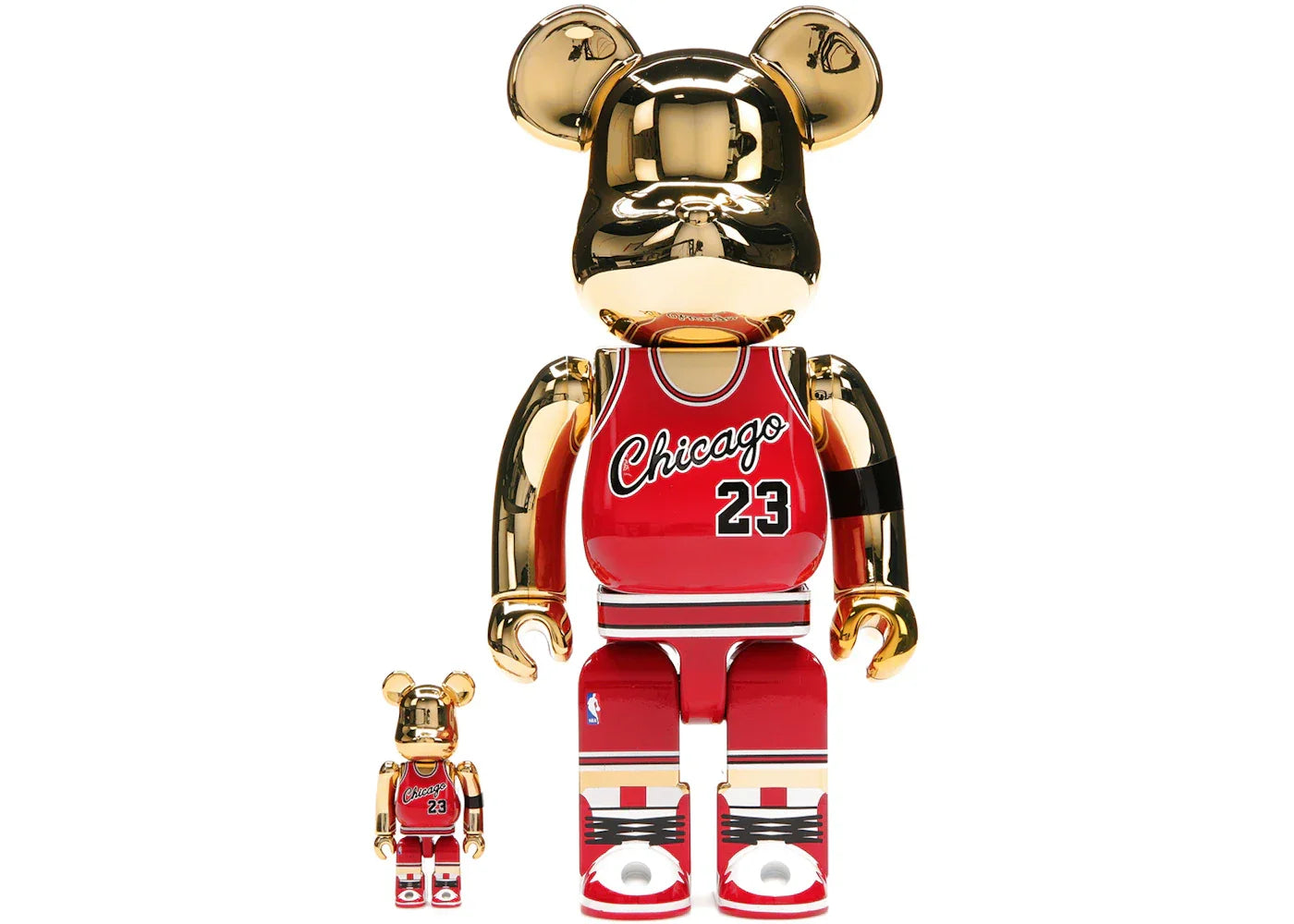 Bearbrick Michael Jordan 1985 Rookie Jersey 100% & 400% Set Gold Chrome-1