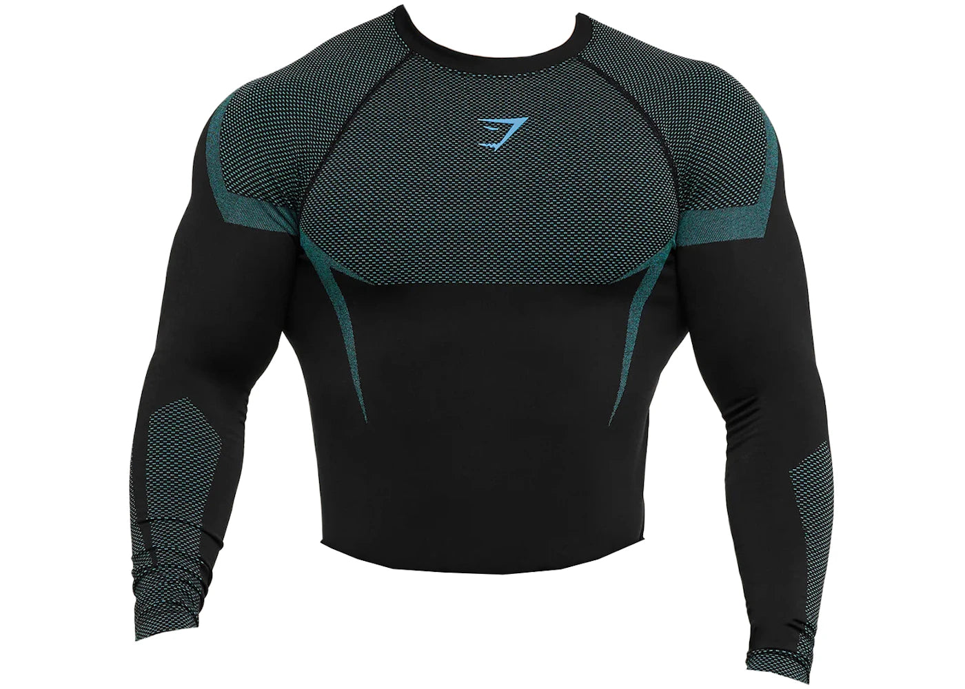 Gymshark Onyx 5.0 Seamless L/S Muscle Fit T-shirt Black/Brand Blue -1