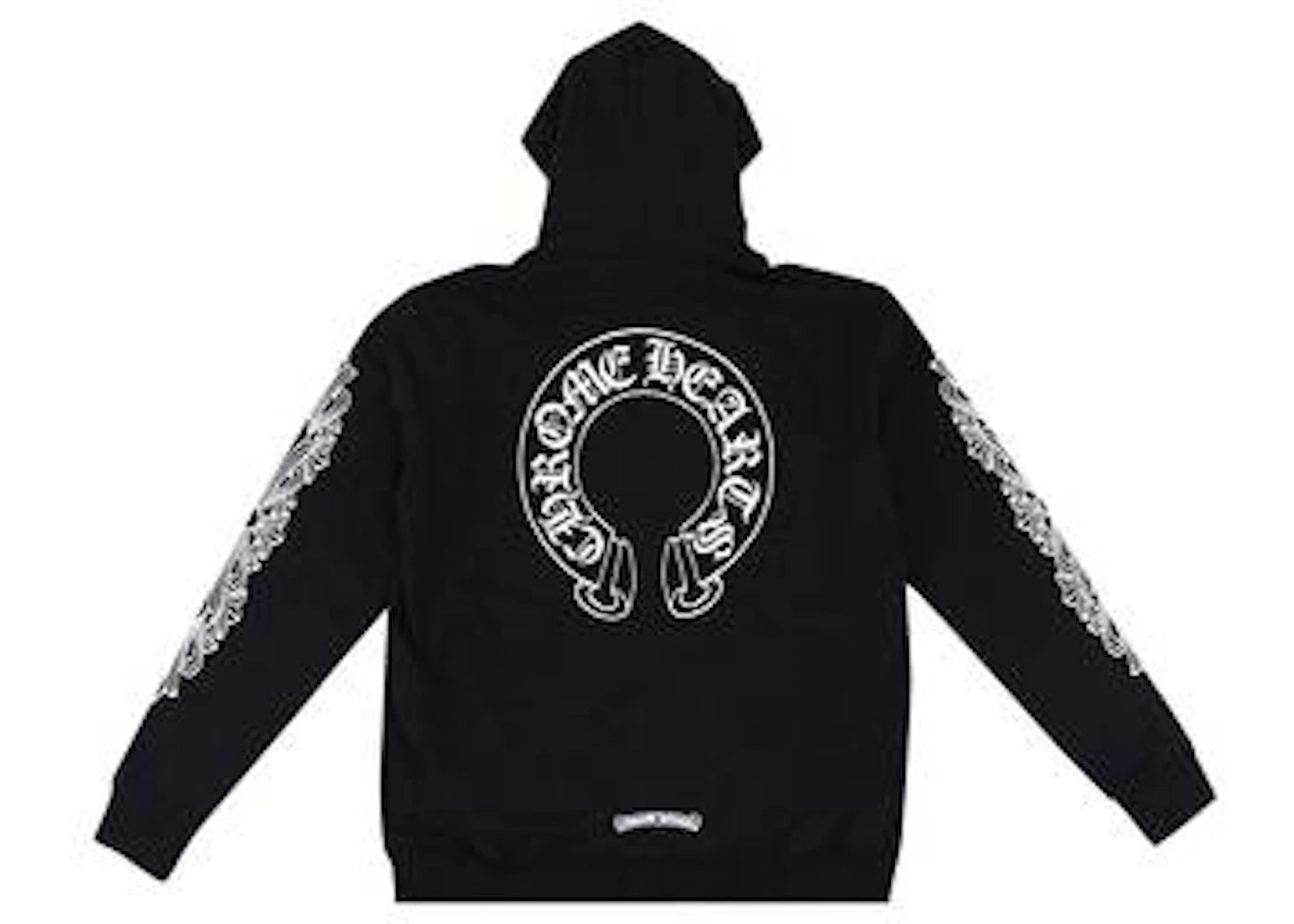 Chrome Hearts Horseshoe Floral Cross Sleeve Zip Up Hoodie Black/White -1