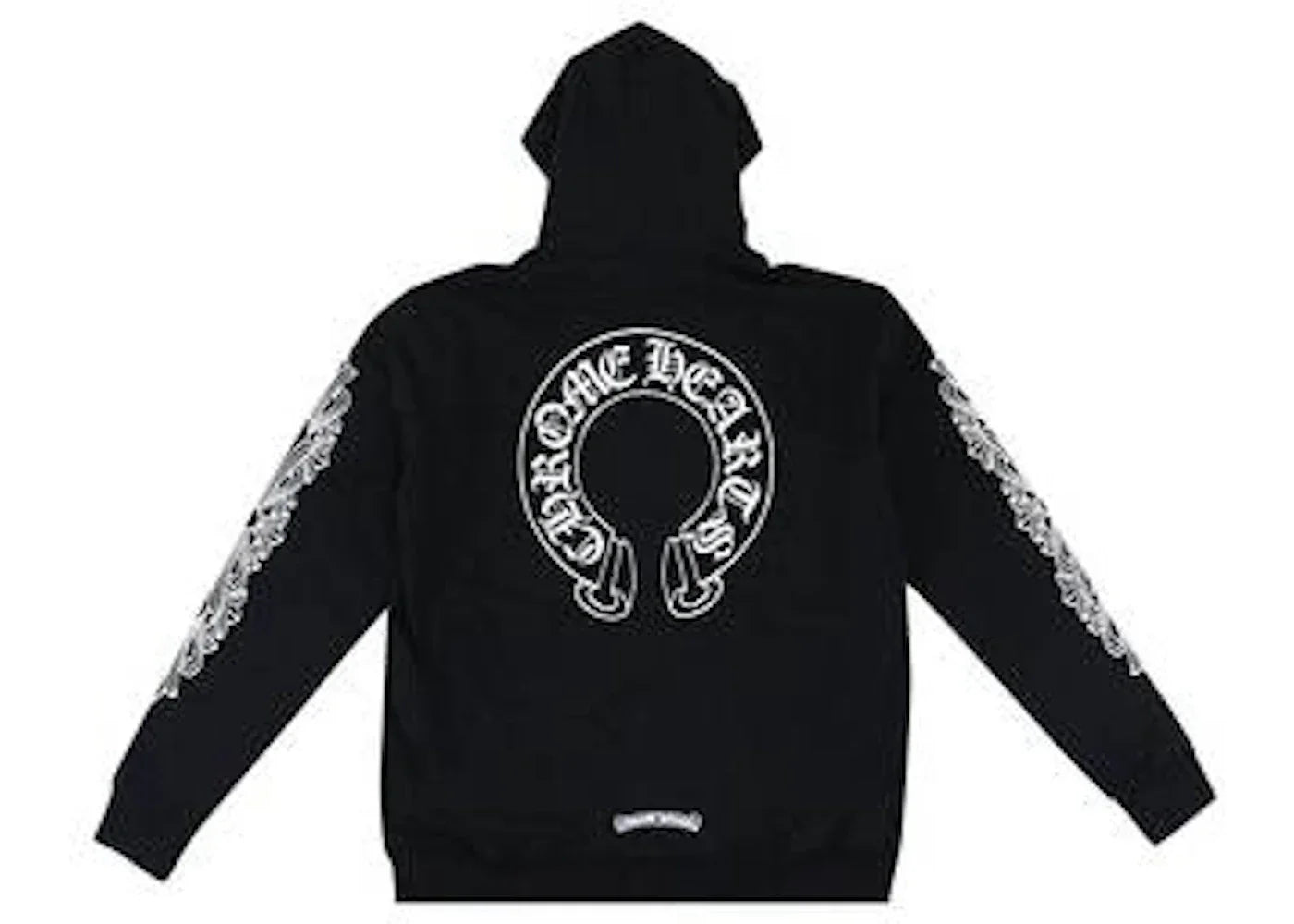 Chrome Hearts Horseshoe Floral Cross Sleeve Zip Up Hoodie Black/White -1