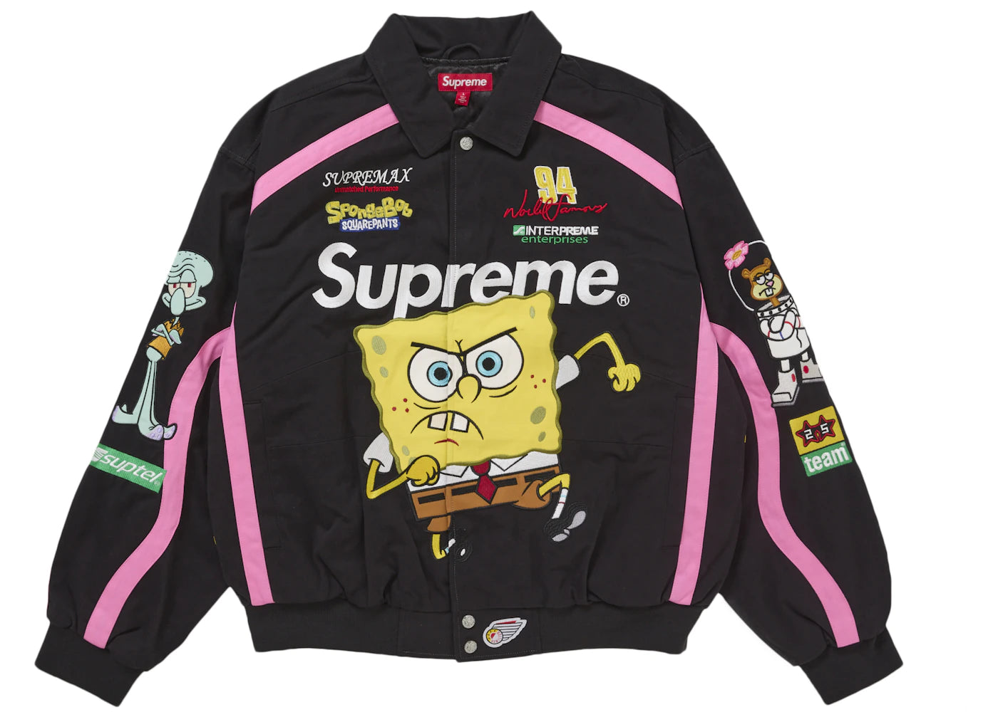Supreme SpongeBob SquarePants Jeff Hamilton Racing Jacket Black -1