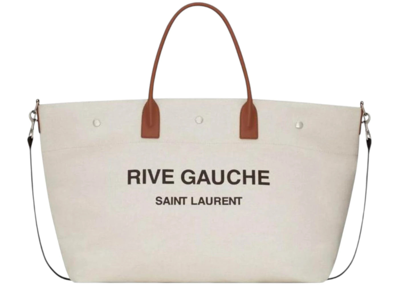 Saint Laurent Rive Gauche Maxi Tote Cream/Brown -1