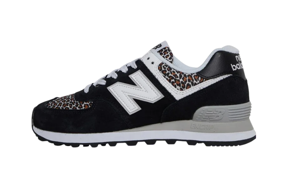 New Balance 574 Black Beige Leopard Print (W)