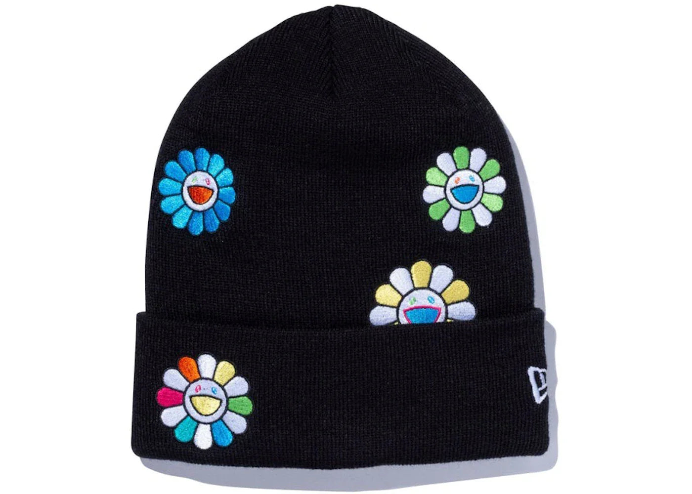 New Era x Takashi Murakami Flower Allover Basic Cuff Knit Beanie Black