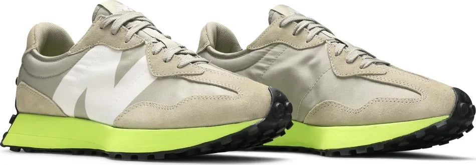 New Balance 327 Grey Oak Lemon Slush pair