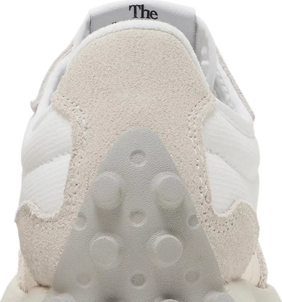 New Balance 327 Sea Salt White (W) close-up heel counter