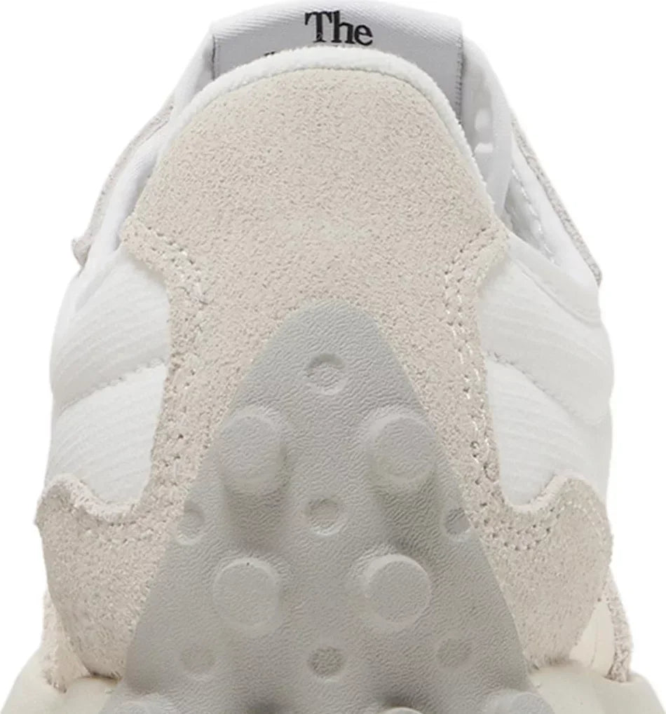 New Balance 327 Sea Salt White (W) close-up heel counter