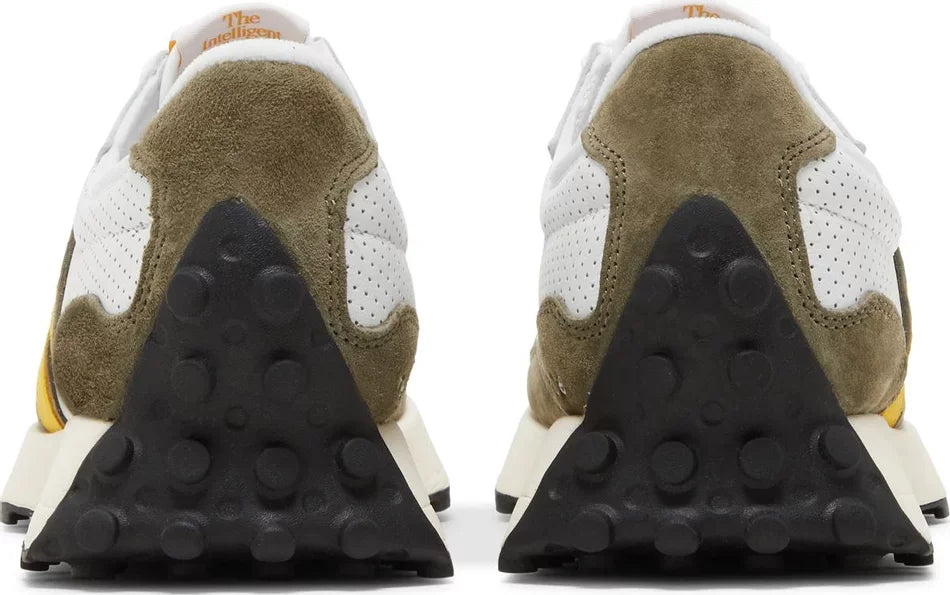 New Balance 327 White Yellow Olive heel counter