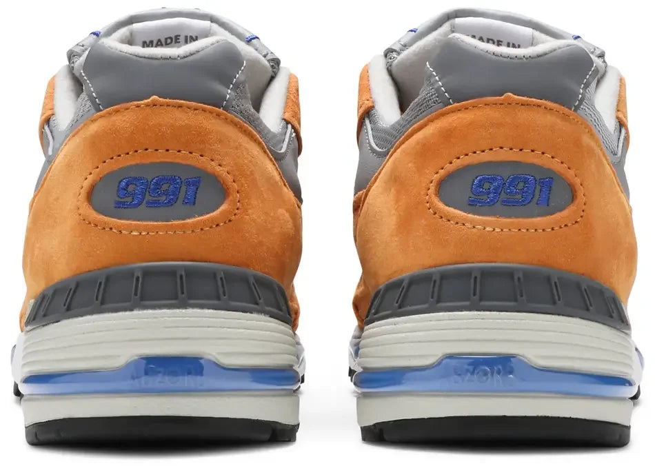 New Balance 991 Yellow Blue heel counter