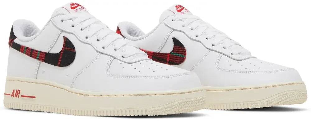 Nike Air Force 1 Low '07 LV8 Tartan Plaid White University Red Pair