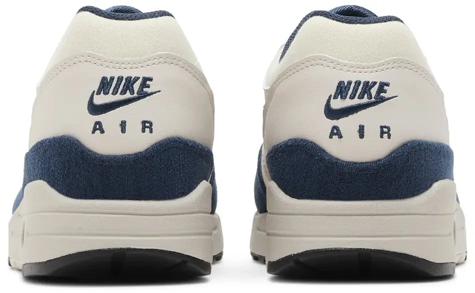 Nike Air Max 1 Coconut Milk Burgundy Crush Navy heel counter