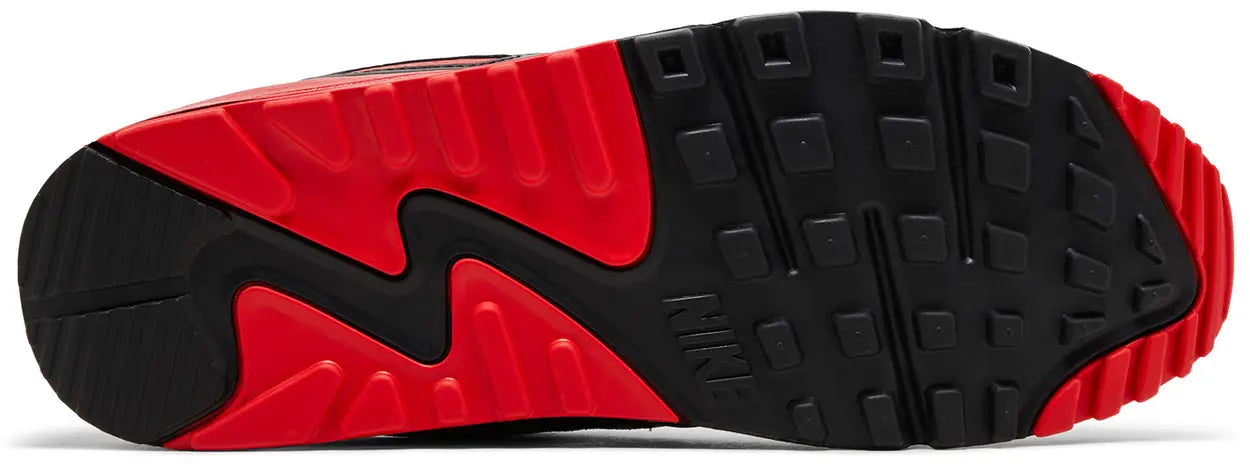 Nike Air Max 90 Smoke Grey Fire Red Sole
