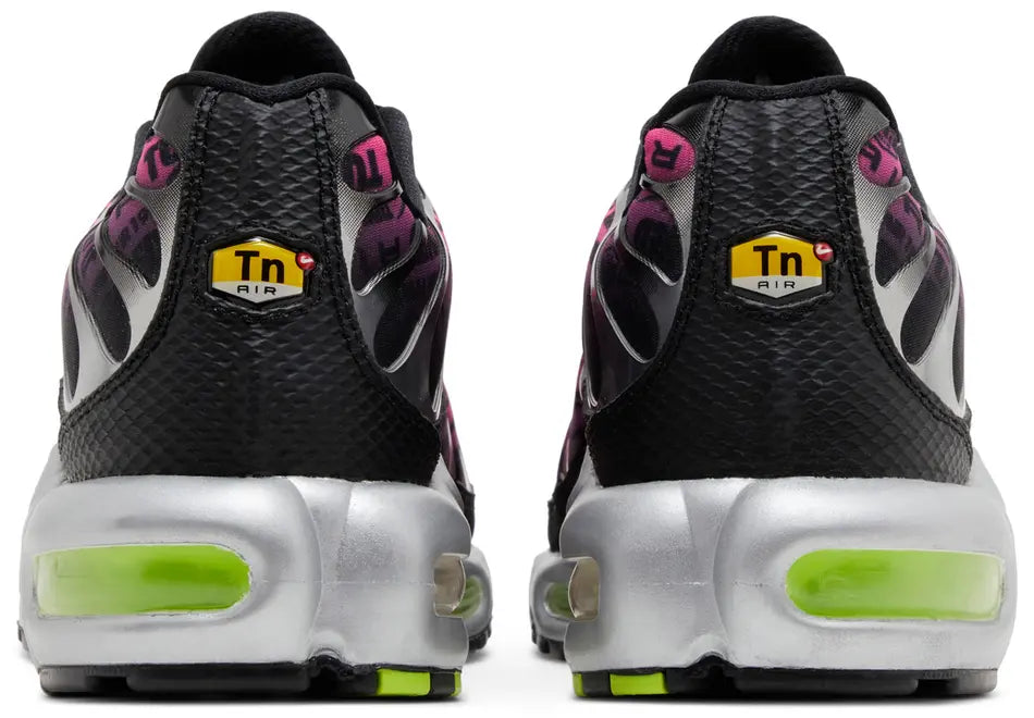 Nike Air Plus Mercurial XXV Hyper Pink and Volt heel counter