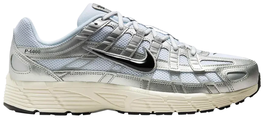 Nike P-6000 White Metallic Silver Flat Silver Black