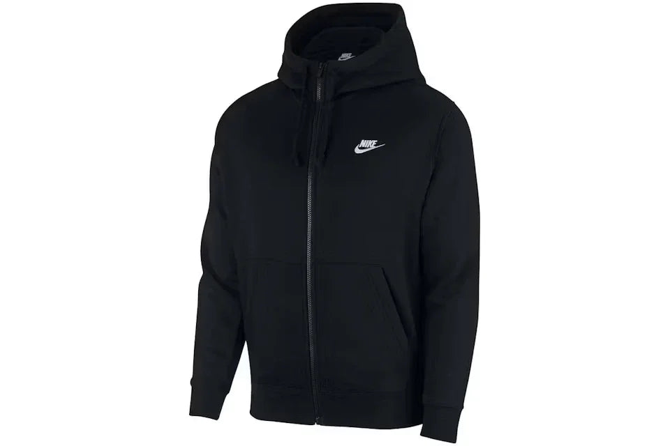 Nike Sportswear Club Fleece Full-Zip Hoodie Black/Black/White