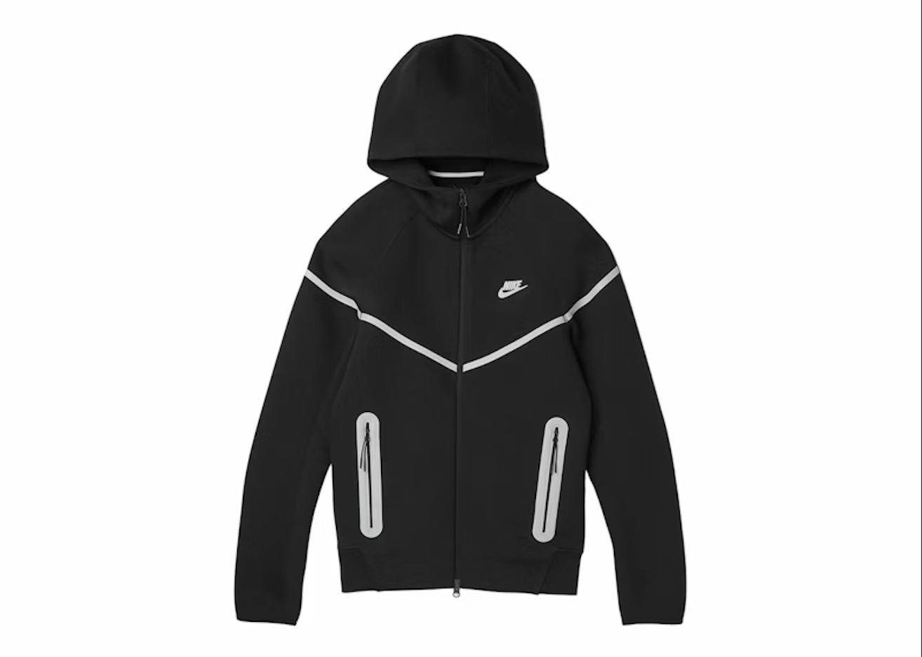 Nike Sportswear Tech Fleece Full Zip Windrunner Reflective Details Hoodie Black/Bemis Silver Front