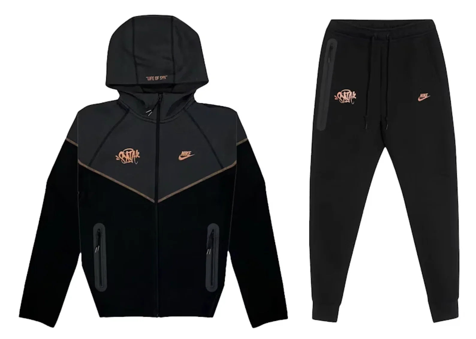 Nike Sportswear x Central Cee Tech Fleece Hoodie & Joggers Set Black/Metallic Red Bronze
