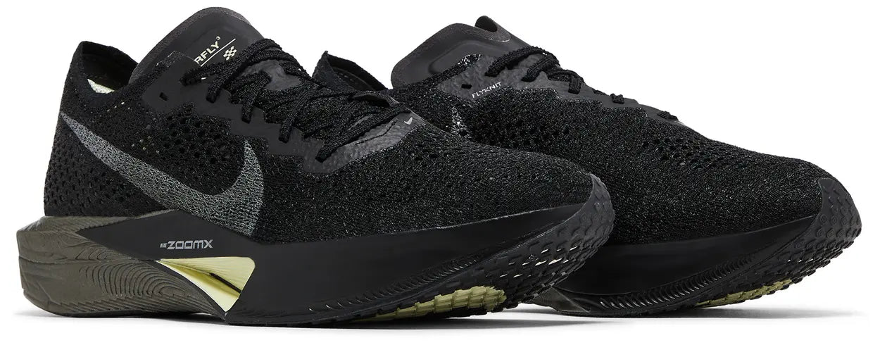 Nike ZoomX Vaporfly 3 Black Olive Aura Metallic Medium Ash Pair