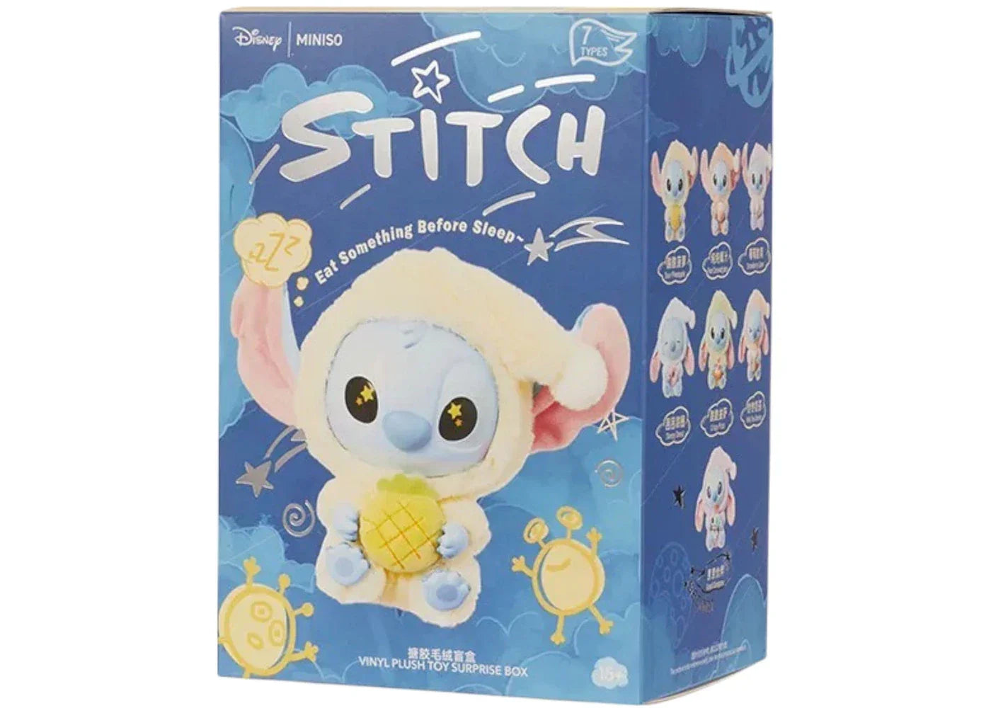 Miniso Top Toy Disney Stitch Eating Something Before Sleep Plush Keychain Single Blind Box-1