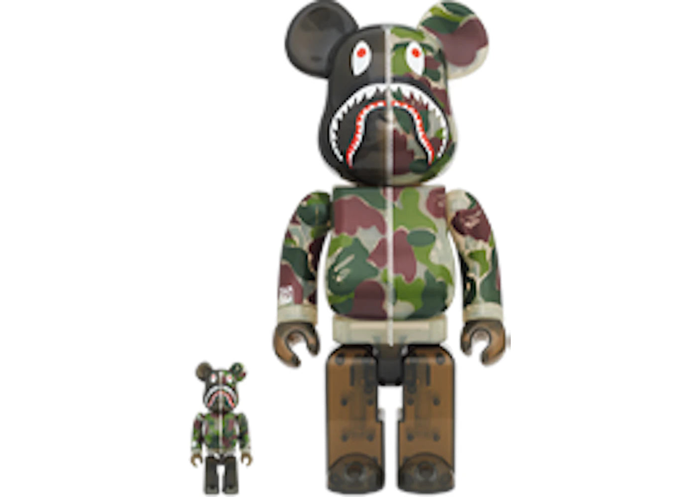 Bearbrick x BAPE ABC Camo Shark 100% & 400% Set Clear Green -1